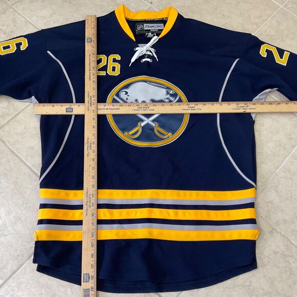 Buffalo Sabres Jersey Mens 50/ US  size 2XL Blue NHL Hockey 26 Fan Hard Reebok - Picture 6 of 10